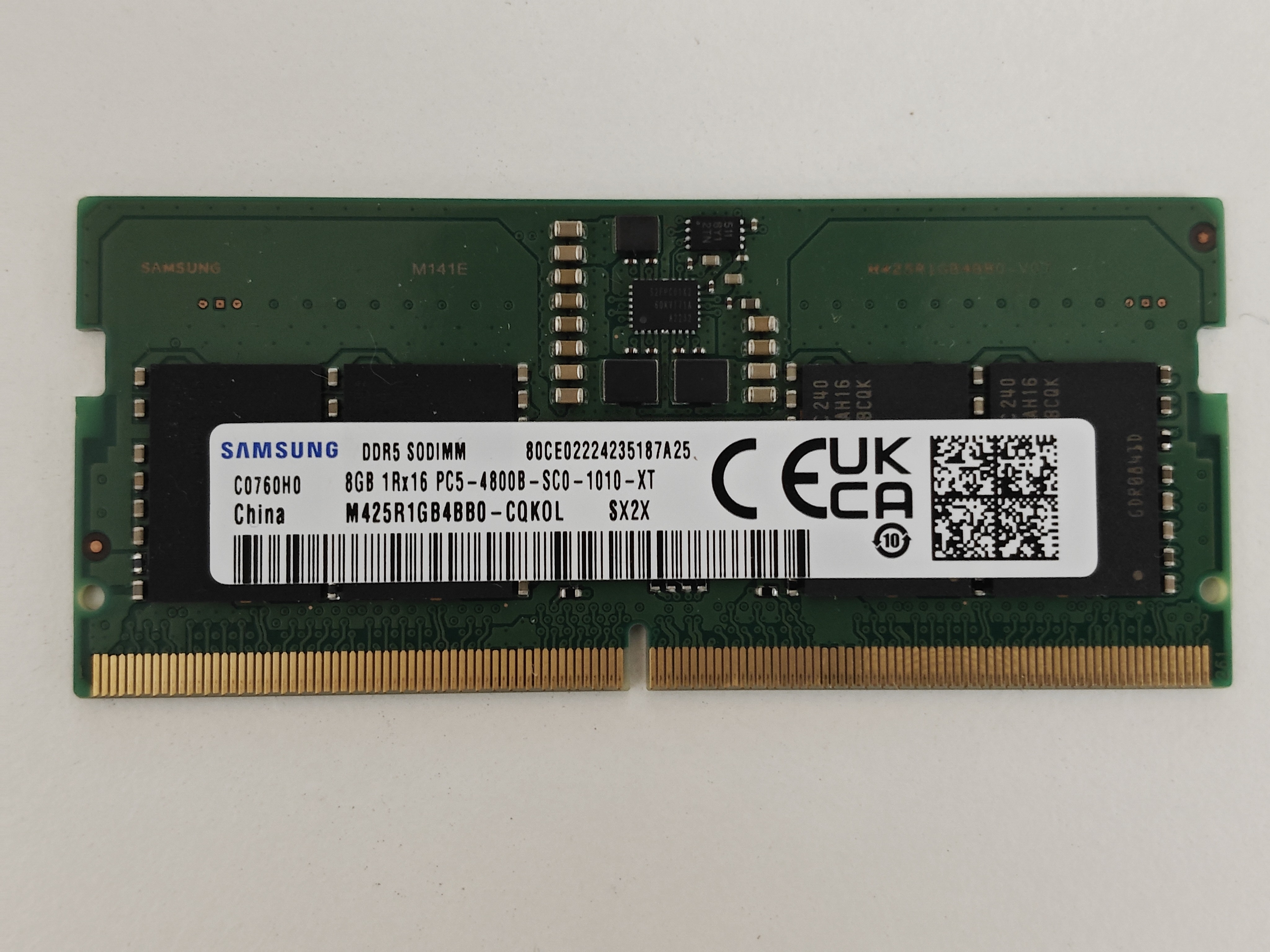 Memorie ram Laptop Samsung 8GB, DDR5, 1Rx16, 4800Mhz, MTC4C10163S1SC56BD1, PC5-4800B, CL40, 1.1V, Non-ECC, sodimm, 262 pini, bulk