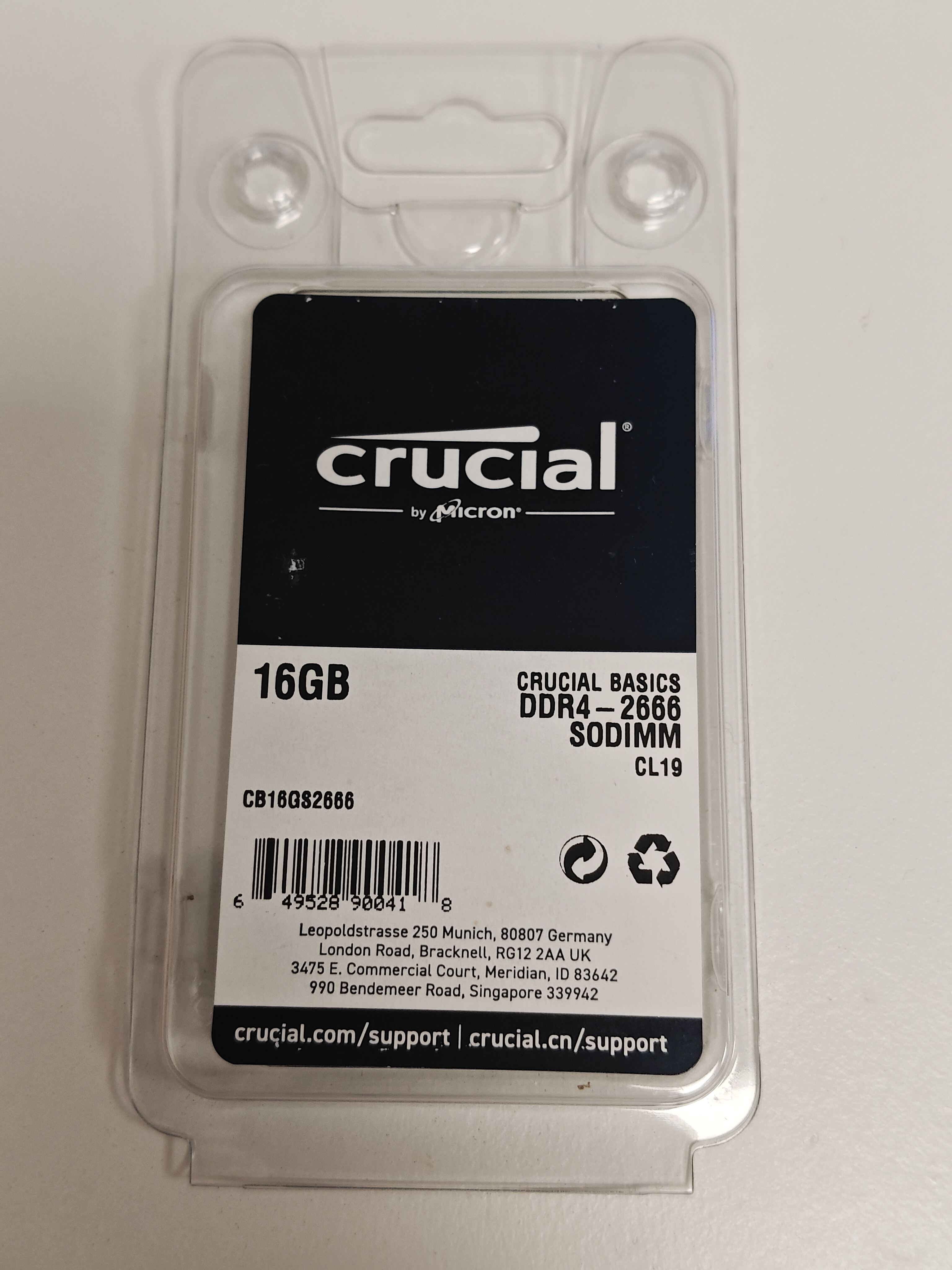 Memorie Ram Laptop, Crucial 16GB, DDR4, 2666Mhz, 1Rx8, 1.2V, CL17, PC4-21300, CB16GS2666.C8FT, Non-ECC, sodimm, 260 pini