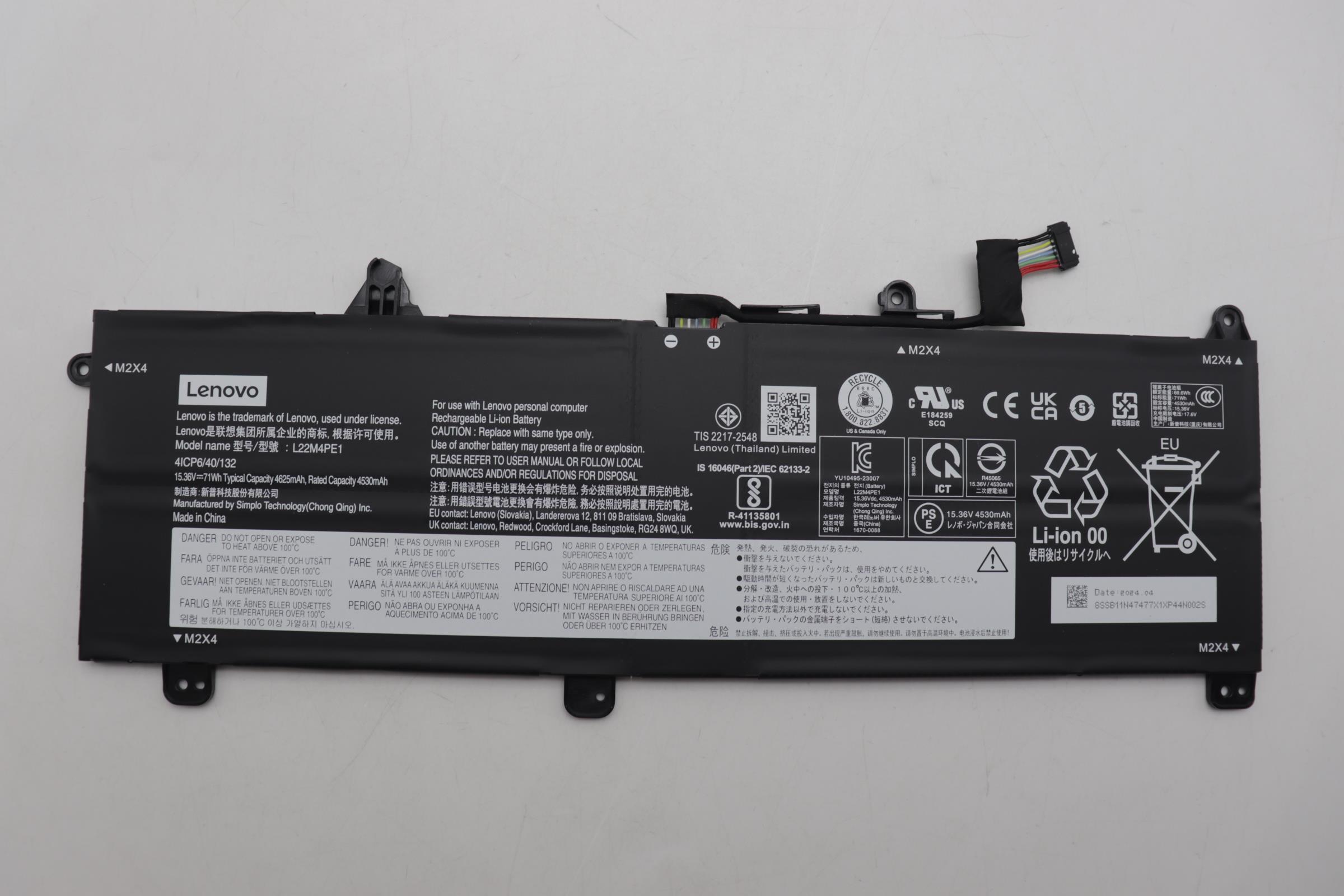 Baterie Laptop, Lenovo, ThinkBook 16 G6 IRL Type 21KH, 21NR, 4ICP6/40/132, L22M4PE1, 15.36V, 4530mAh, 71Wh