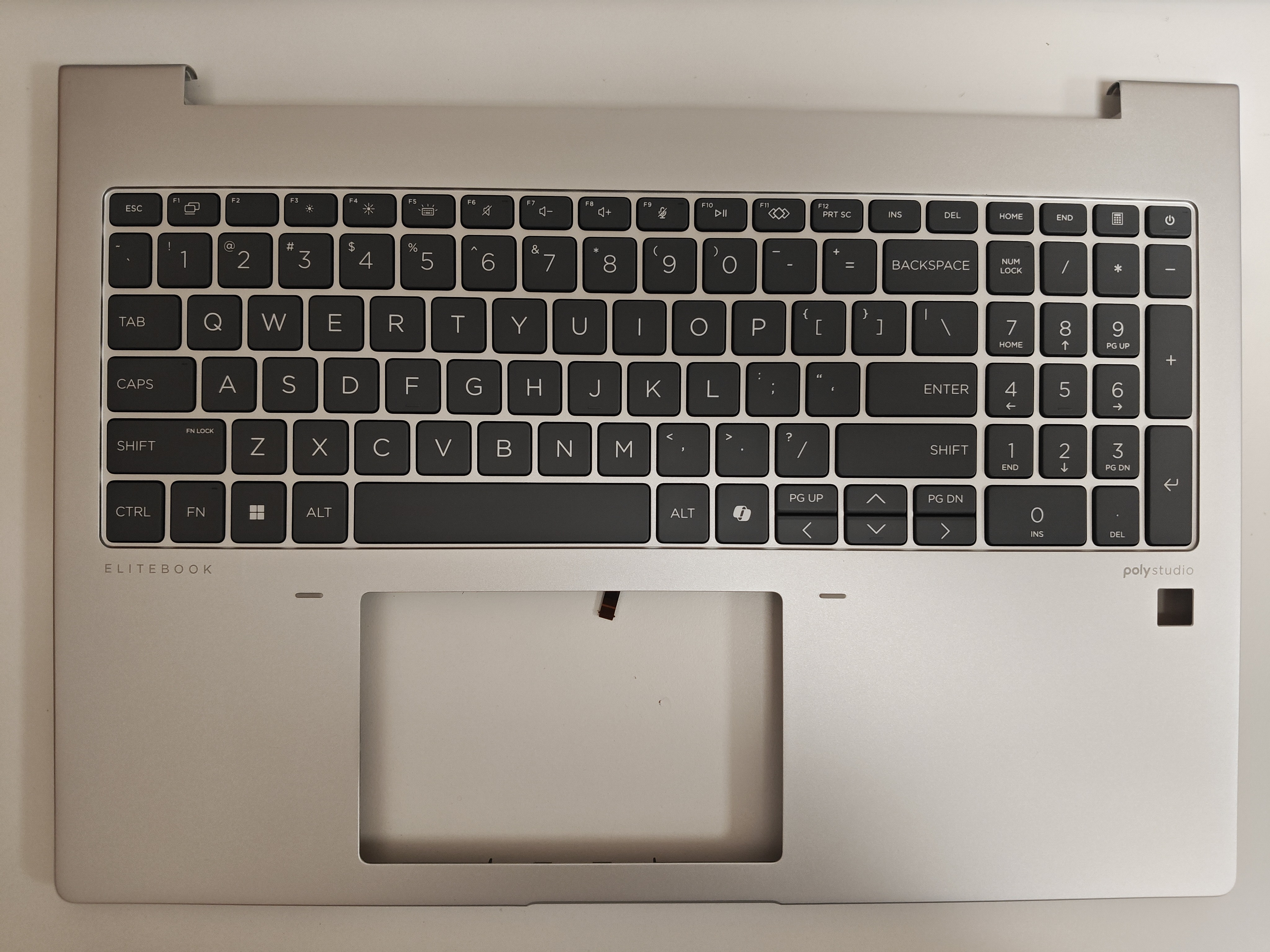 Carcasa superioara cu tastatura palmrest Laptop, HP, EliteBook 665 G11, N95987-001, 3AD520000, 3BD520000, iluminata, argintie, layout US