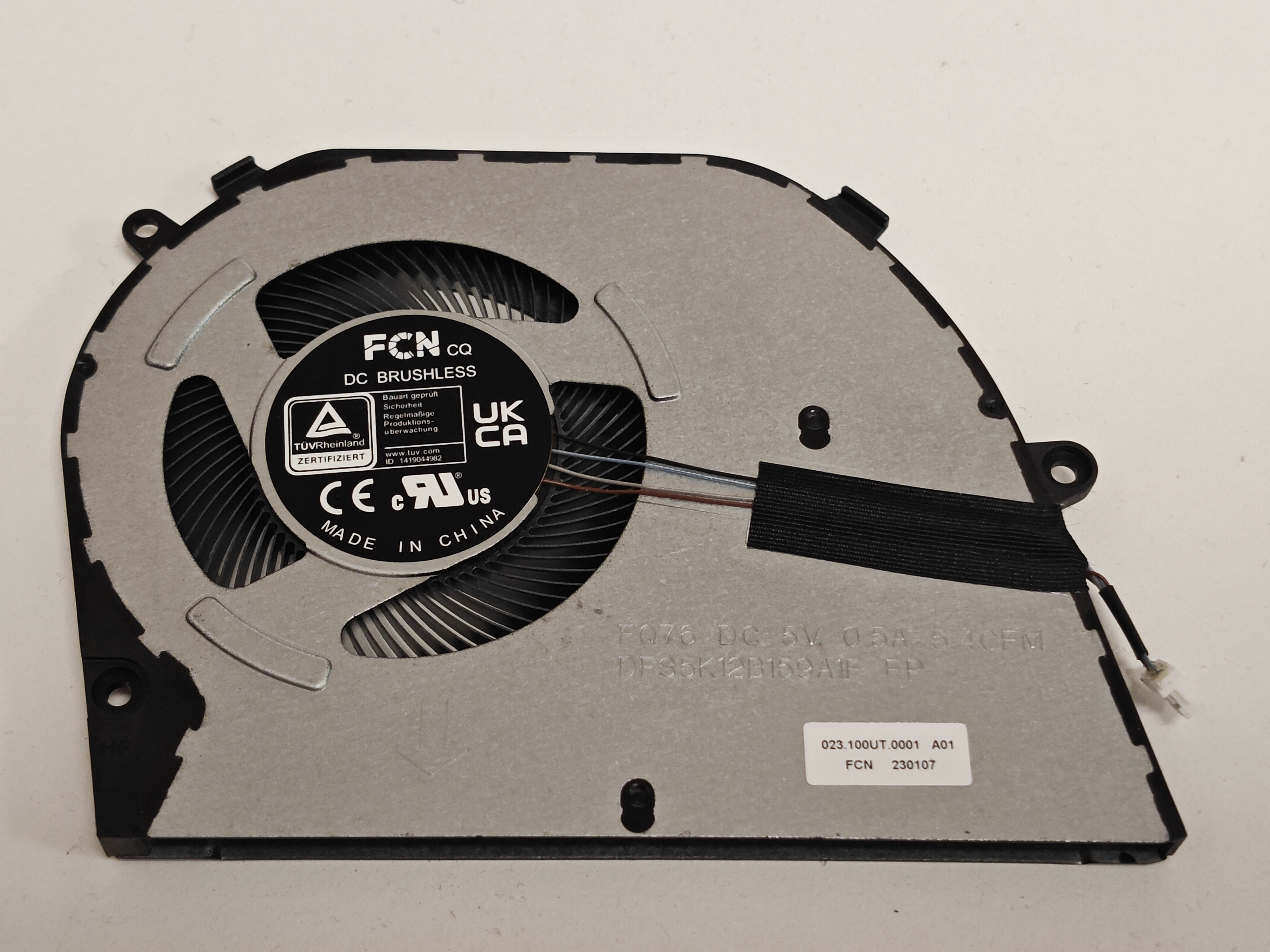 Cooler Laptop 2-in-1, Dell, Inspiron 16 7630, P128F, P128F001, P128F002, 6WR1W, 06WR1W, DFS5K12B159A1F-FQ76, 023.100UT.0001, 5V, 0.5A