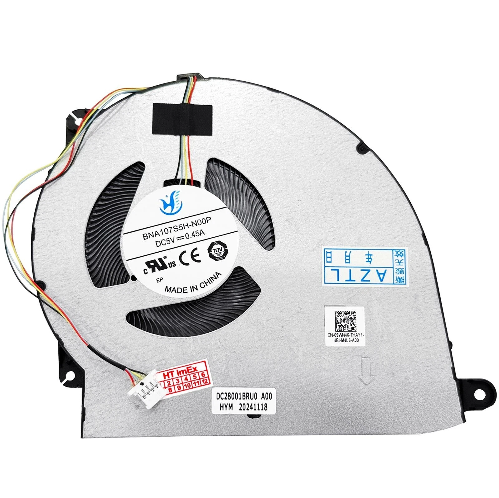 Cooler Laptop, Dell, Inspiron 14 Plus 7441, P190G, P190G001, 9WN46, 09WN46, BNA107S5H-N00P, HQ23300086000, DC28001BRU0, EG50040S1-CY60-S9A, DC28001BRS0, BNA505S5H-001P, 5V, 0.45A