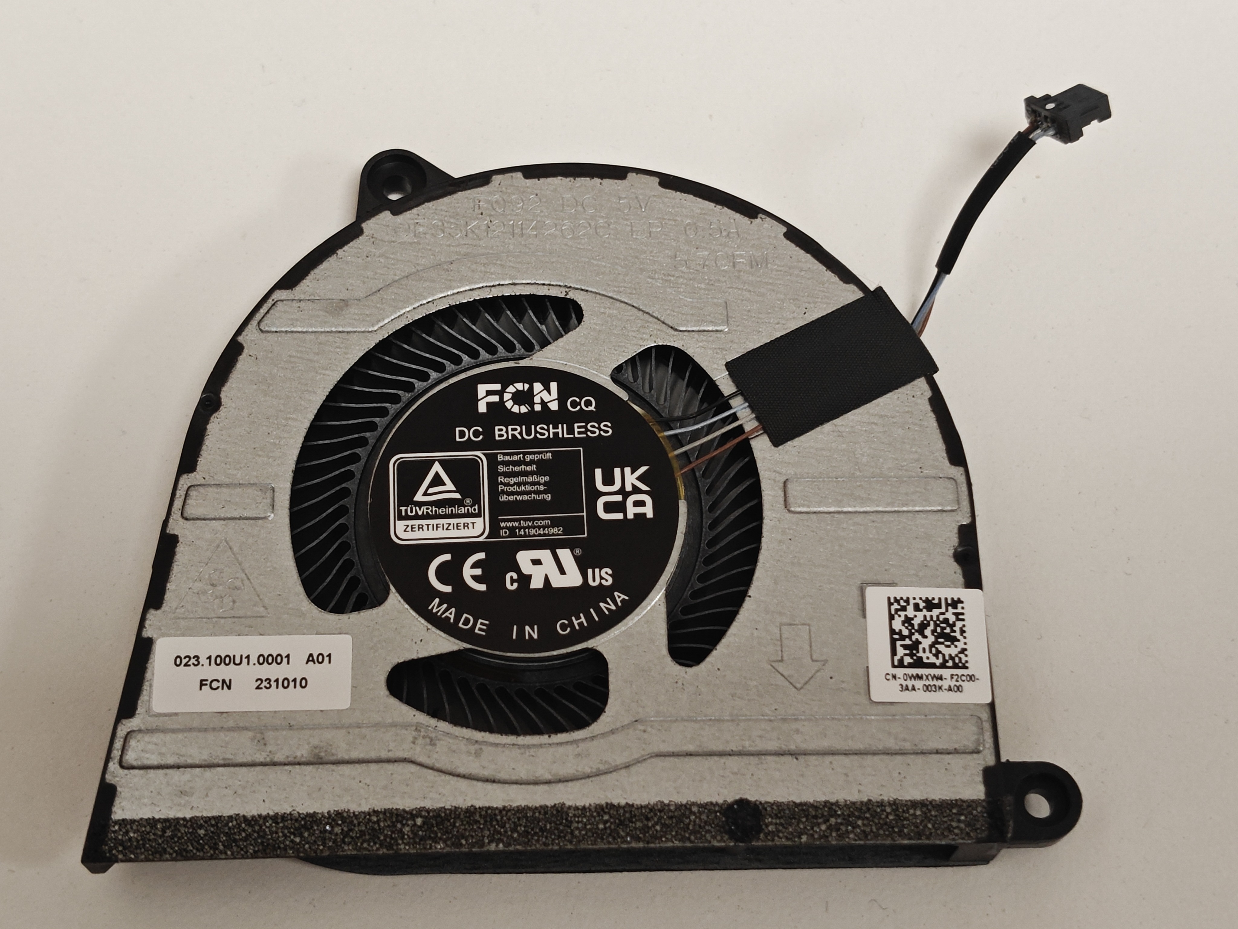 Cooler procesor Laptop, Dell, Inspiron 16 Plus 7630, P125F, P125F004, WMXW4, 0WMXW4, DFS5K12114262C-FQ92, 023.100U1.0001, B6008ASHNF2200TN, 023.100U1.0011, pentru RTX3050/4050, 5V, 0.5A, CPU