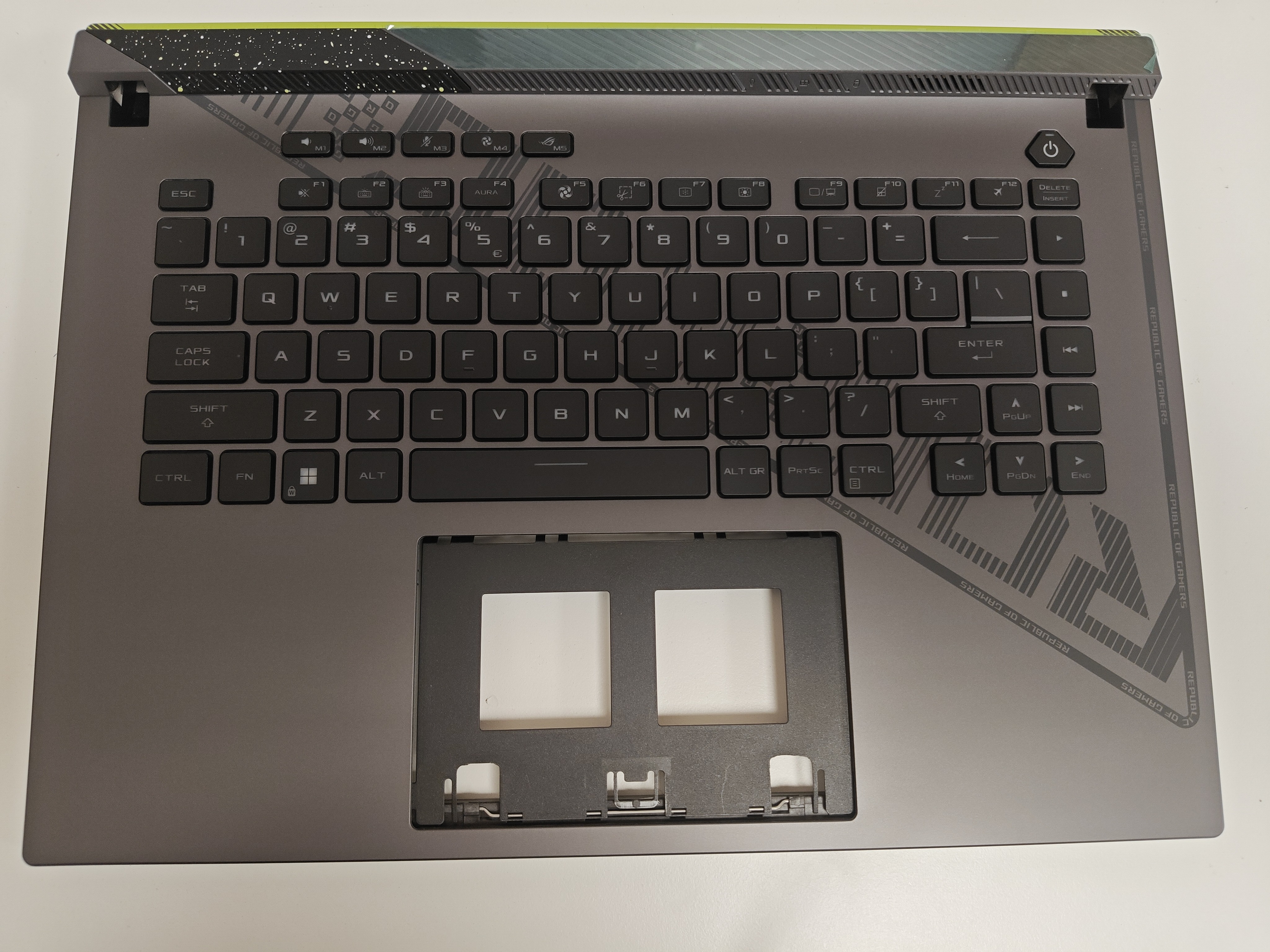 Carcasa superioara cu tastatura palmrest Laptop, Gaming, Asus, ROG Strix G16 G614JY-2G, 90NR0D82-R34UI0, 90NR0D82-R34US0, 90NR0D82-R34US1, 13NR0D82P03011, 6070B2157702, G614JY-2G, iluminata, RGB Per Key, 20 pini, layout US