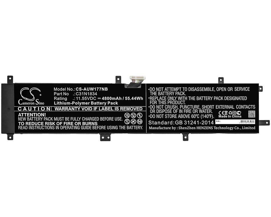 Baterie compatibila Laptop, Asus, ProArt StudioBook Pro 17 W700G, W700G1T, W700G2T, W700G3T, W700G3P, W700GV, 0B200-03360300, CS-AUW177NB, C31N1834, 3ICP4/58/134, 11.55V, 4800mAh, 55.44Wh