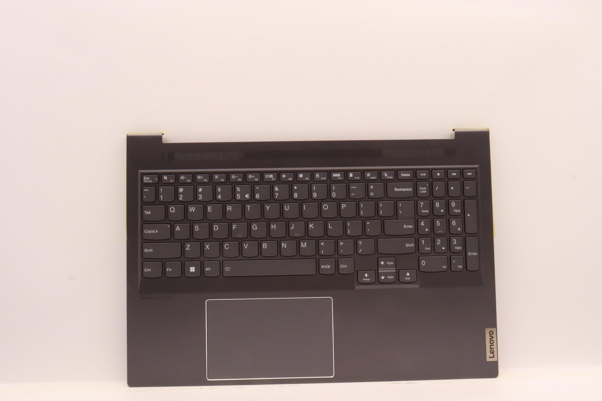 Carcasa superioara cu tastatura palmrest Laptop, Yoga Slim 7 Pro 16ARH7 Type 82UW, 5CB1J38435, HQ20721954000, HQ21840168000, NB6188, iluminata, gri inchis, layout US