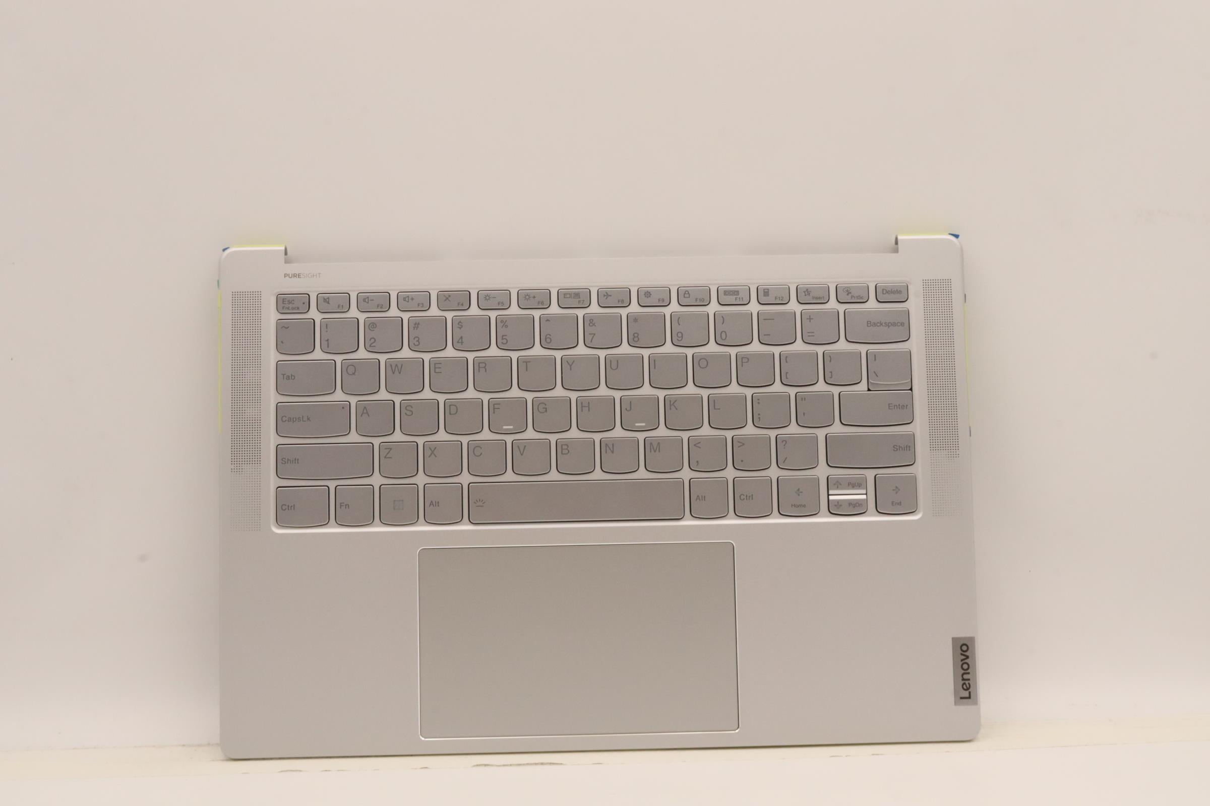 Carcasa superioara cu tastatura palmrest Laptop, Lenovo, Slim 7 ProX 14IAH7 Type 82V1, 5CB1J30300, AM2GQ000900, ET2LQ000210, argintie, layout US