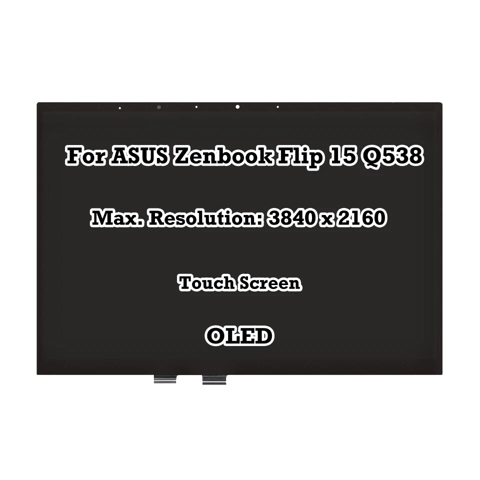 Ansamblu Display compatibil Laptop, Asus, ZenBook Flip 15 Q538E, Q538EI, 18210-156101, 18210-15610100, ATNA56WR15, 15.6 inch, OLED, 4K, 3840x2160, touchscreen, 60Hz, 40 pini
