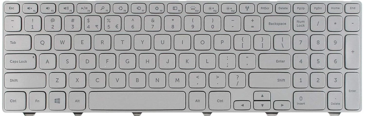 Tastatura Laptop, Dell, Inspiron 15 7537, P36F, P36F001, 87YTJ, 087YTJ, iluminata, argintie, layout US