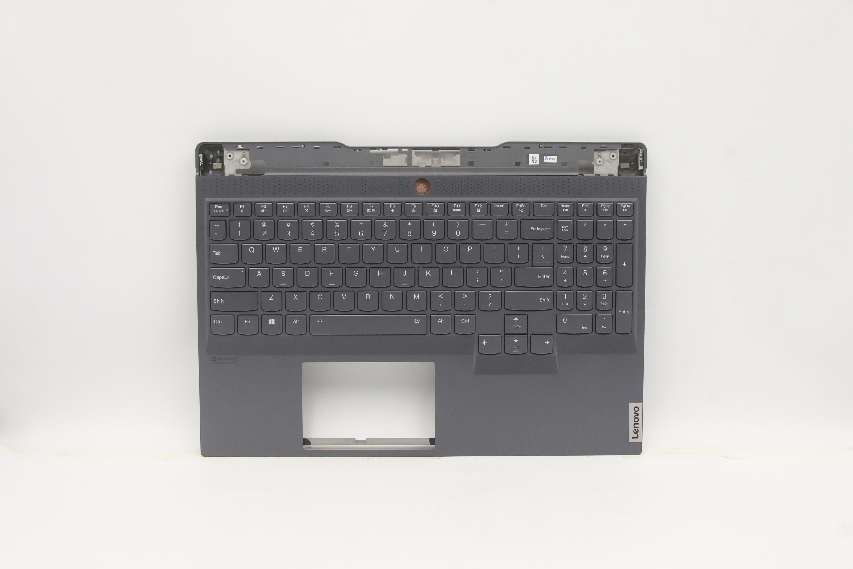 Carcasa superioara cu tastatura palmrest Laptop, Lenovo, Legion S7-15IMH5 Type 82BC, 5CB0Z71970, 5CB0Z71972, 8S1101-07428-8S, iluminata, RGB, 24 pini, gri, layout US