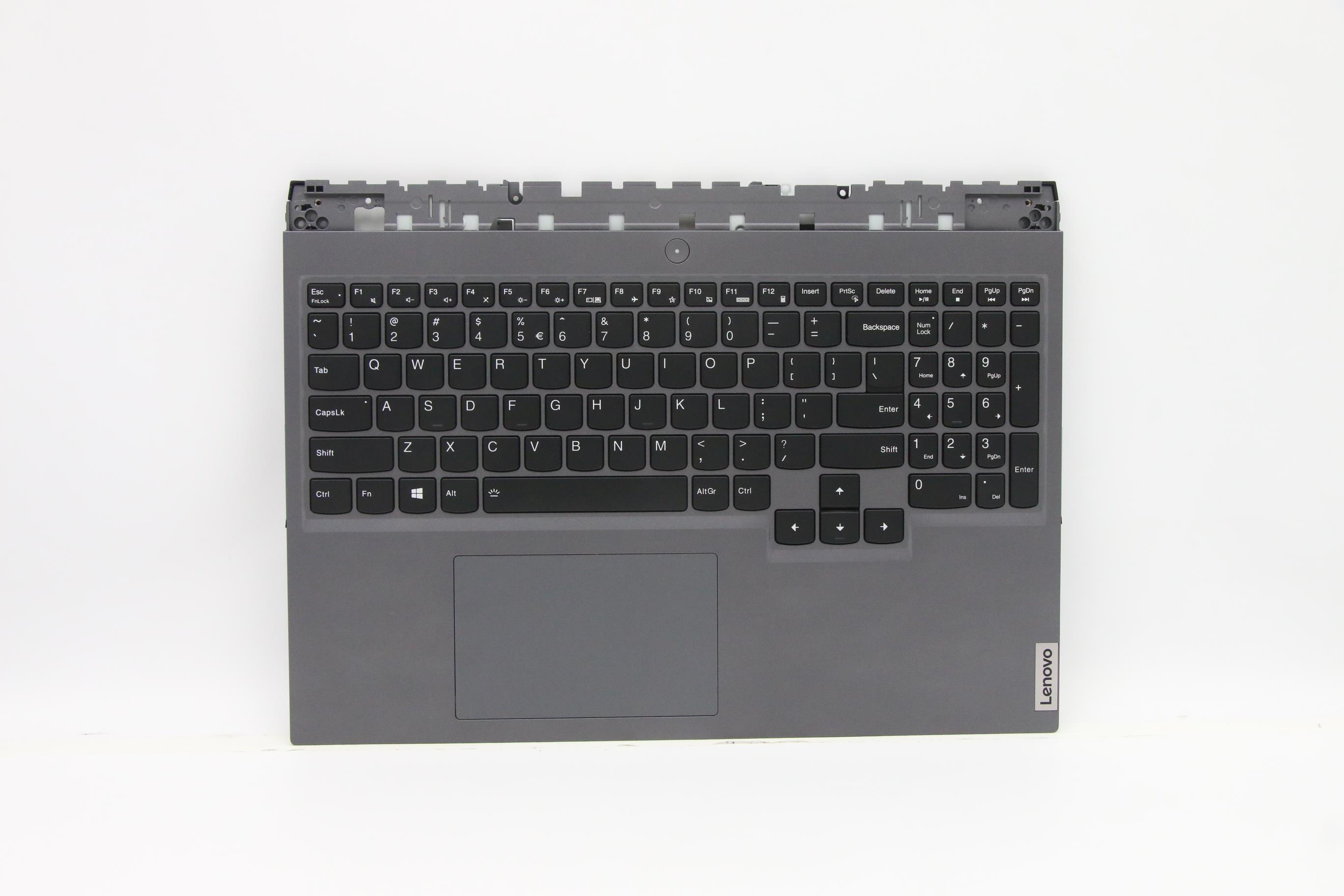 Carcasa superioara cu tastatura palmrest Laptop, Lenovo, Legion 5 Pro 16IAH7H Type 82RF, 5CB1D05368, AP1ZV000800, iluminata, 4 pini, Slate Grey, layout US