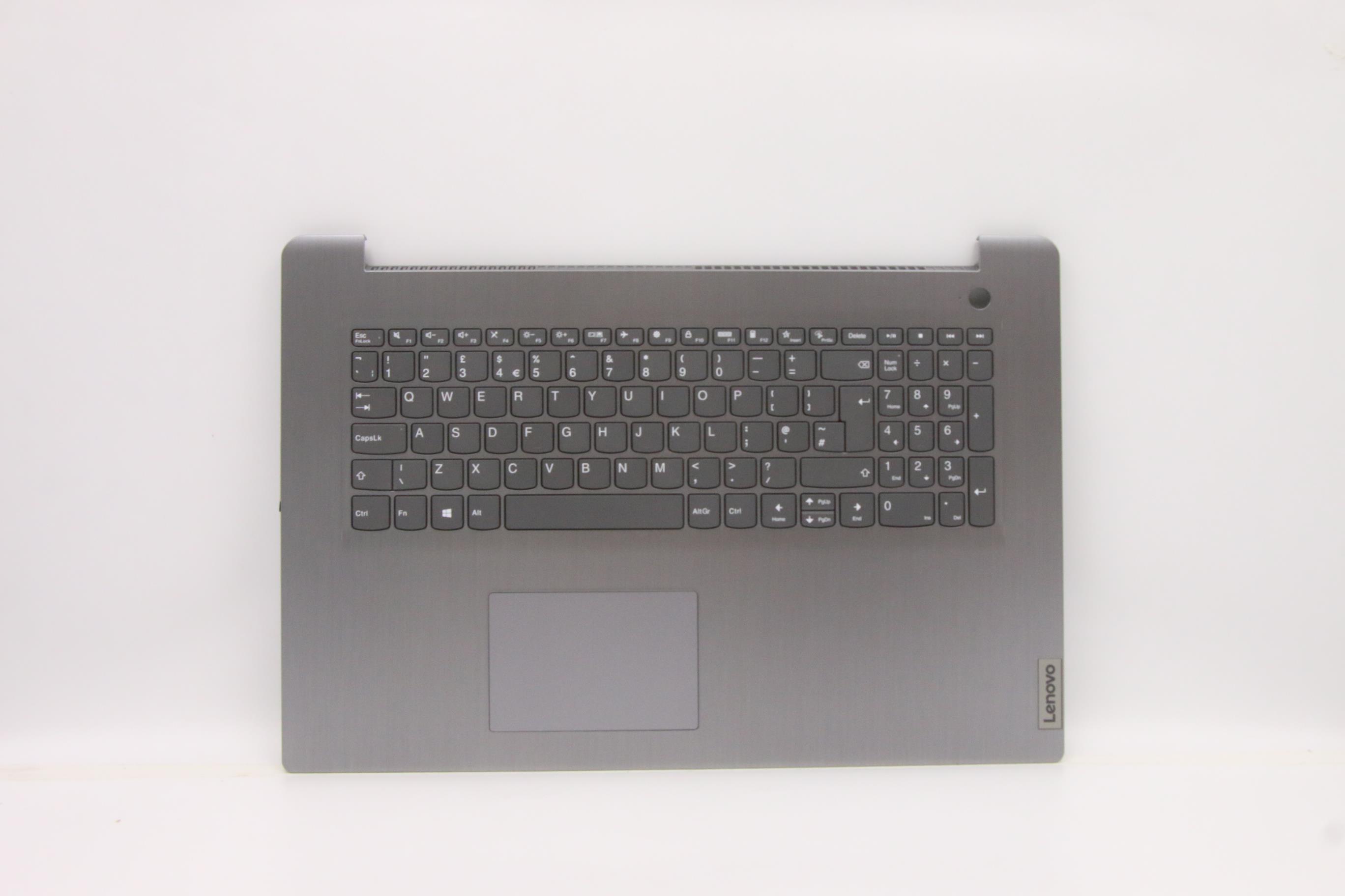 Carcasa superioara cu tastatura palmrest Laptop, Lenovo, IdeaPad 3-17ADA6 Type 82KS, 5CB1B96603, AP21N000500, AM21N000500, fingerprint, Artic Grey, layout UK