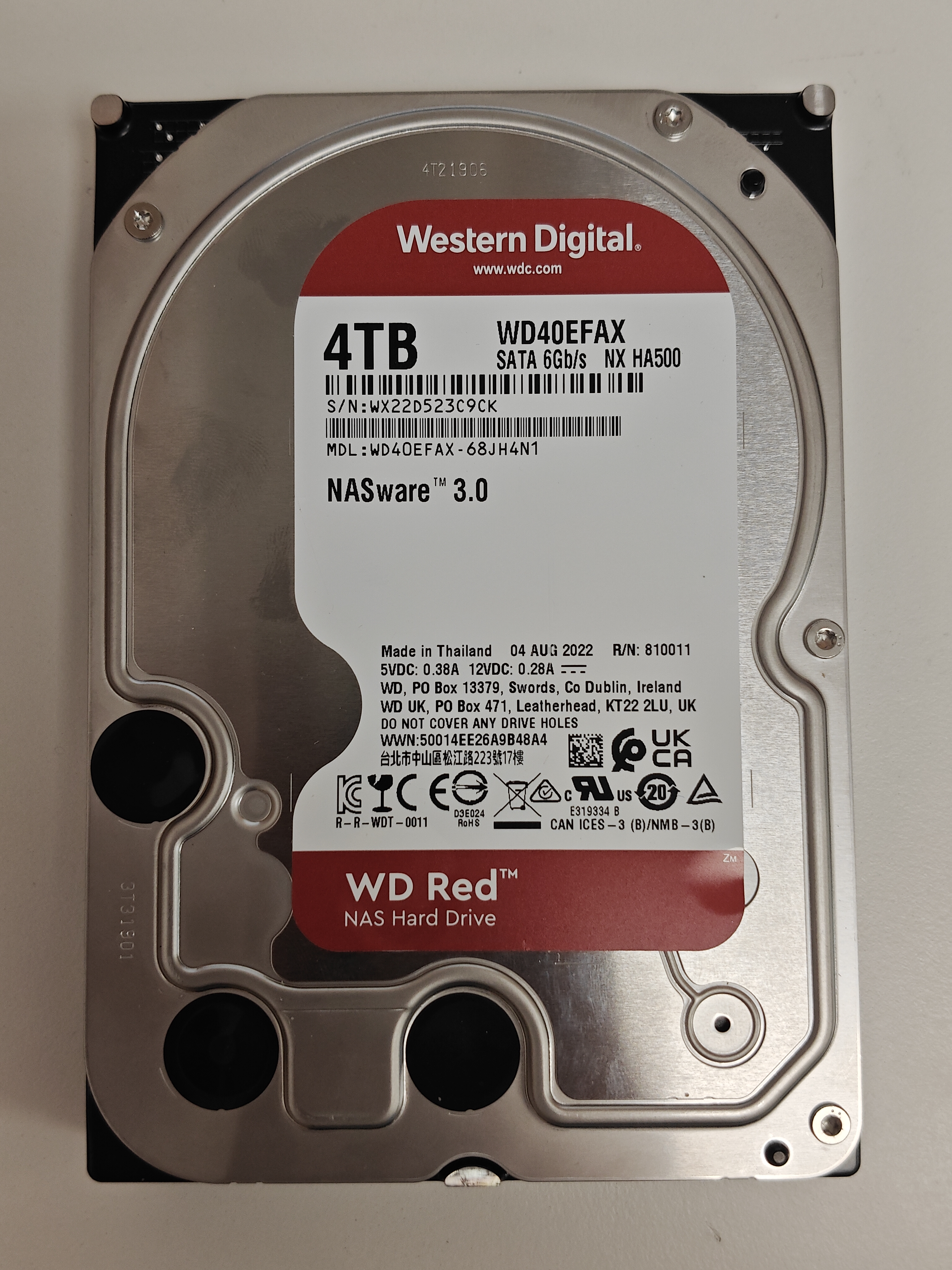 Hard Disk Western Digital WD Red 4TB 5400rpm 256MB SATA3, WD40EFAX, 3.5 inch, HDD pentru Desktop/PC/NAS, bulk