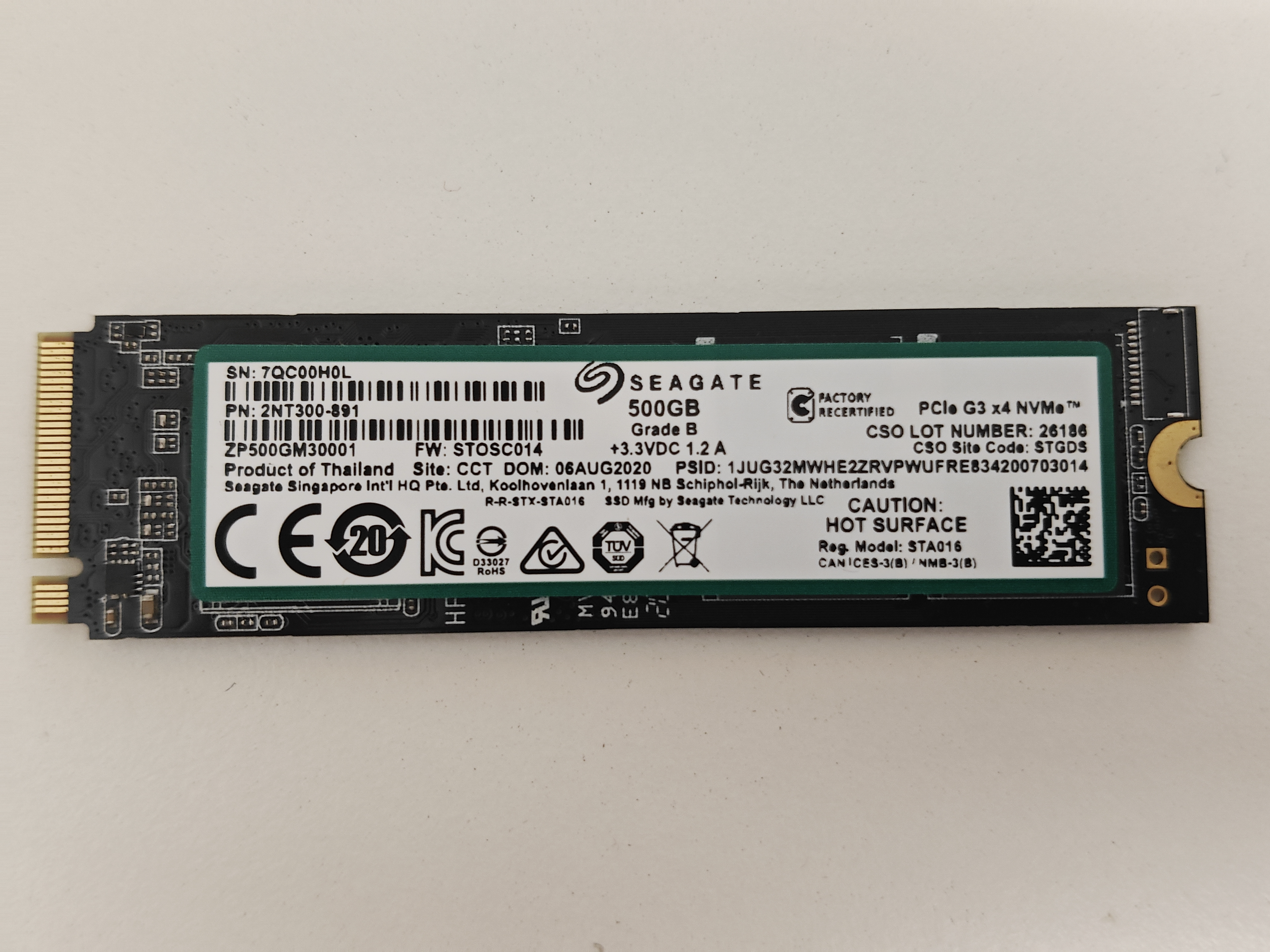 Solid State Drive (SSD) Seagate, 500GB, PCIe Gen 4.0 x 4, NVMe M.2, FireCuda 520, ZP500GM30002, 5000 MB/s, 2500 MB/s, Laptop/Desktop