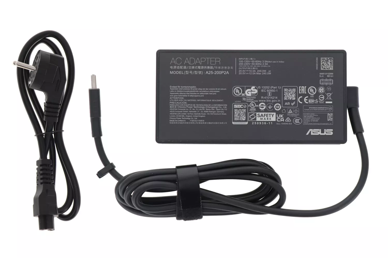 Incarcator Laptop Gaming, Asus, TUF F16 FA608U, FA608UM, 0A001-01121800, A25-200P2A, 20V, 1A, 200W, mufa drepunghiulara 8.0x4.0mm