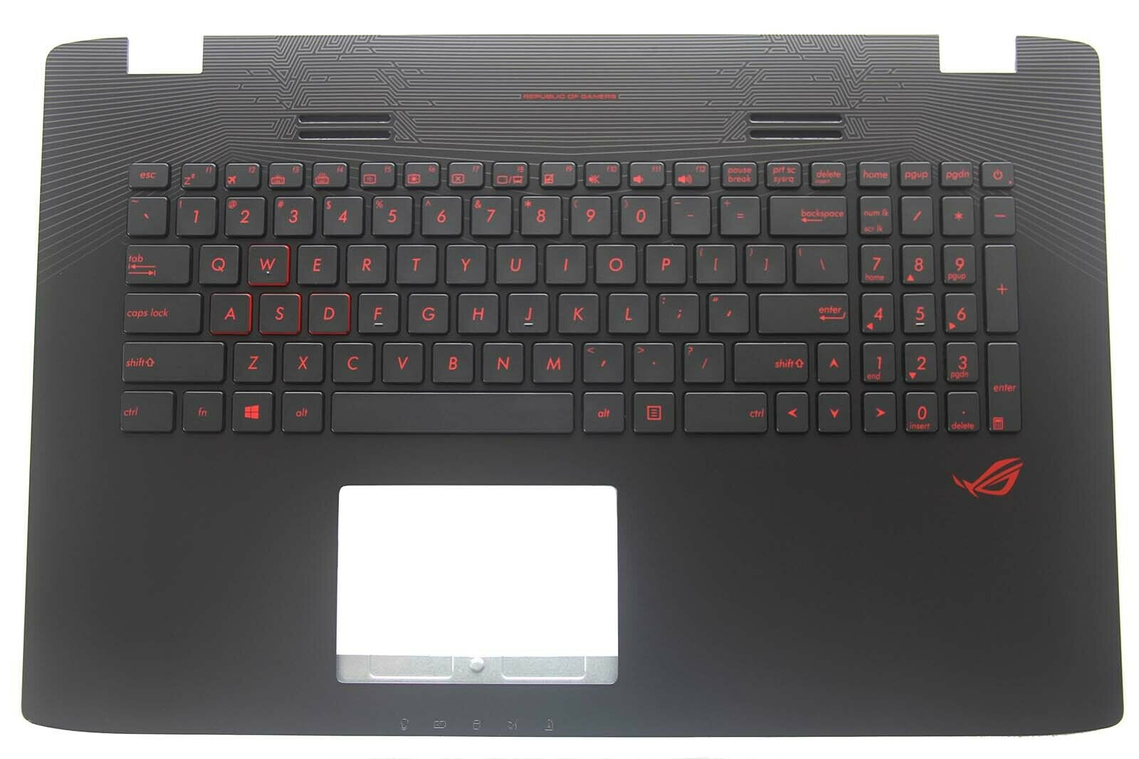 Carcasa superioara cu tastatura palmrest Laptop, Asus, ROG GL752, GL752V, GL752VL, GL752VW, GL752VWM, 90NB0A41-R31US0, iluminata, layout US