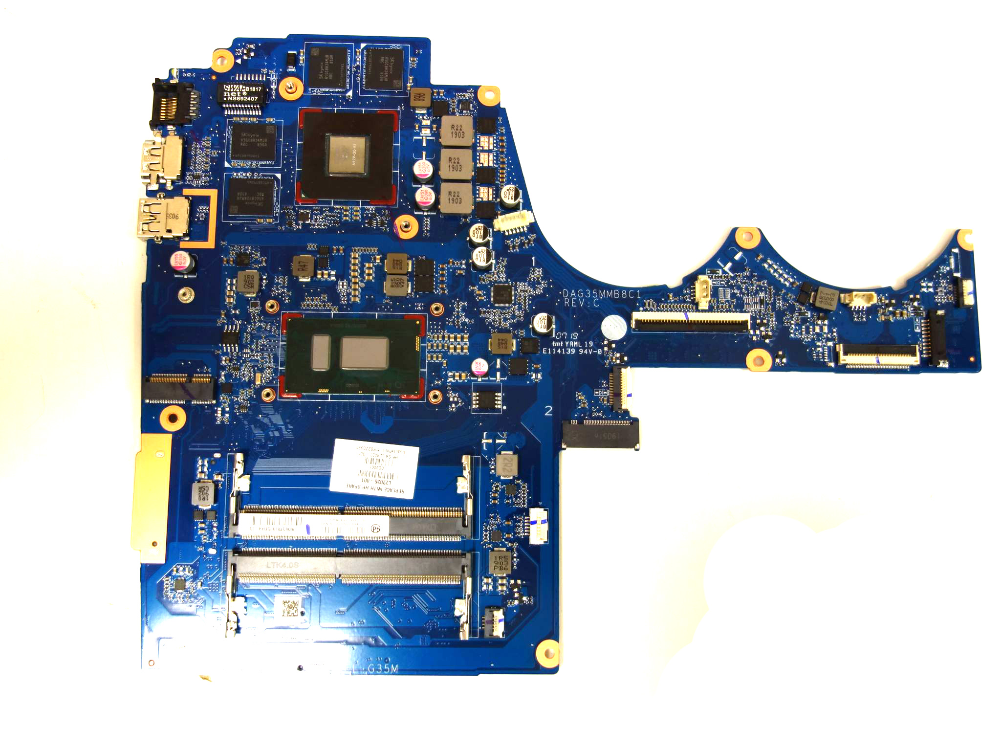 Placa de baza Laptop, HP, Pavilion 15-BC, 15-AX, DAG35MMB8C1 REV: C, Model G35M, I5-8250U, SR3LA, Nvidia GTX1050, N17P-G0-A1, L22036-001