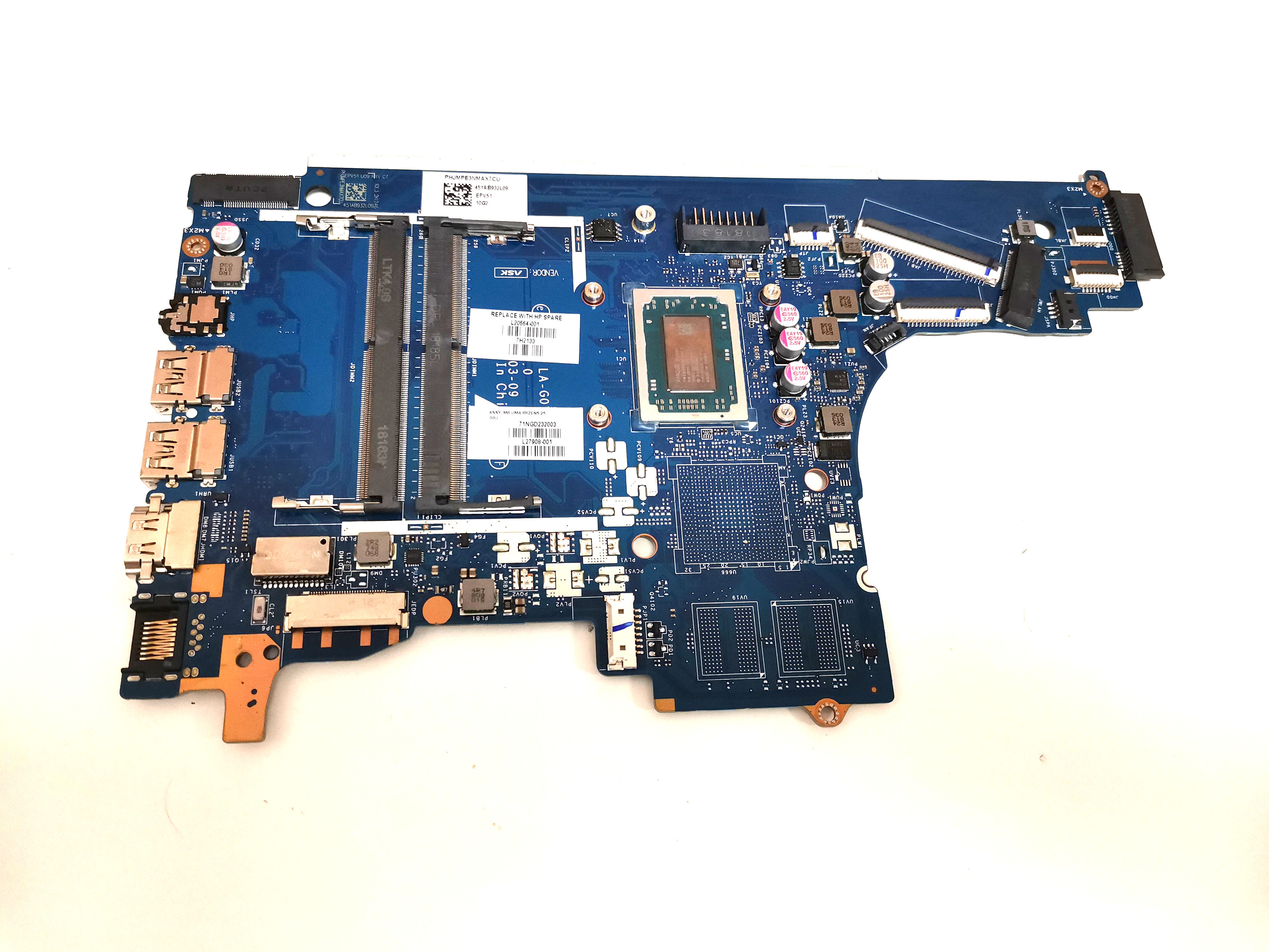 Placa de baza Laptop, HP, 15T-DB, 15Q-DY, 15G-DX, 15-DB, AMD RYZEN 5 2500U, 451AB932L09, L20664-001