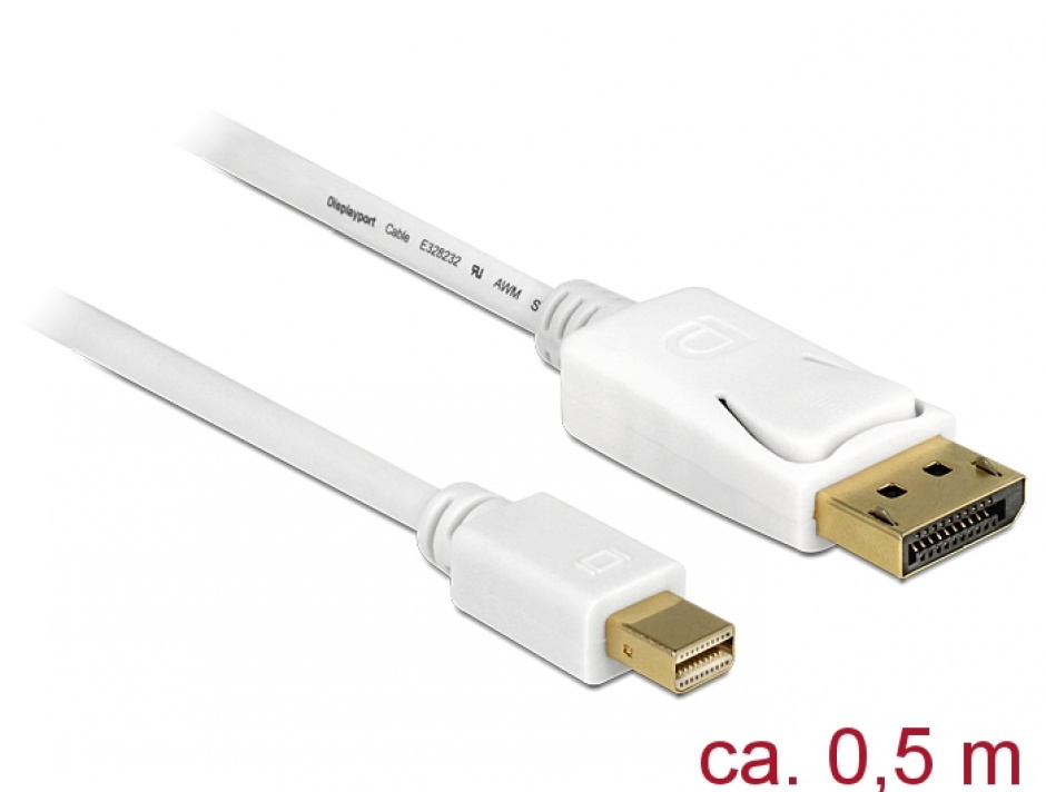 Cablu mini displayport LA displayport T-T ALB 4K 0.5M, DELOCK 83985