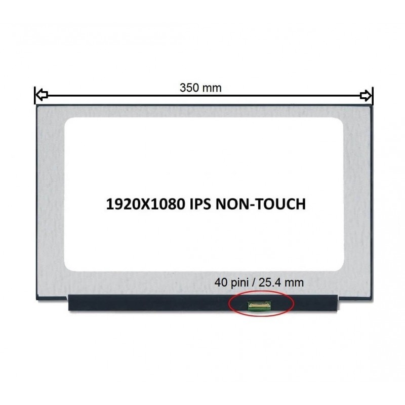 Display Laptop, compatibil cu NV156FHM-NY8 V8.0, NV156FHM-NY8 V8.1, NV156FHM-NY8 V8.2, B156HAN12.H 0A, LP156WFG-SPT2, LP156WFG-SPT5, 15.6 inch, 1920x1080, Full HD, IPS, 40 pini, 165Hz