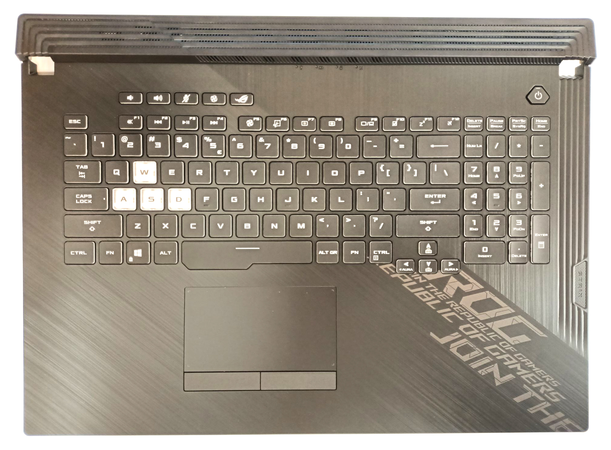 Carcasa superioara cu tastatura palmrest Laptop, Asus, ROG Strix 17 G712, G712L, G712LV, G712LU, G712LW, G712LWS, 90NR03C1-R31UI0, 90NR03C1-R31US0, cu iluminare RGB