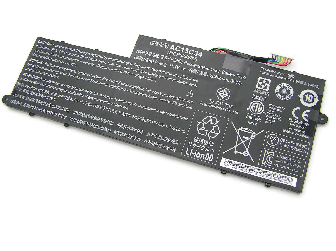 Baterie Laptop, Acer, Aspire V5-122P, V5-132, V5-132P, KT.00303.005, 3ICP5/60/80, AC13C34, 11.4V, 2640mAh, 30WH