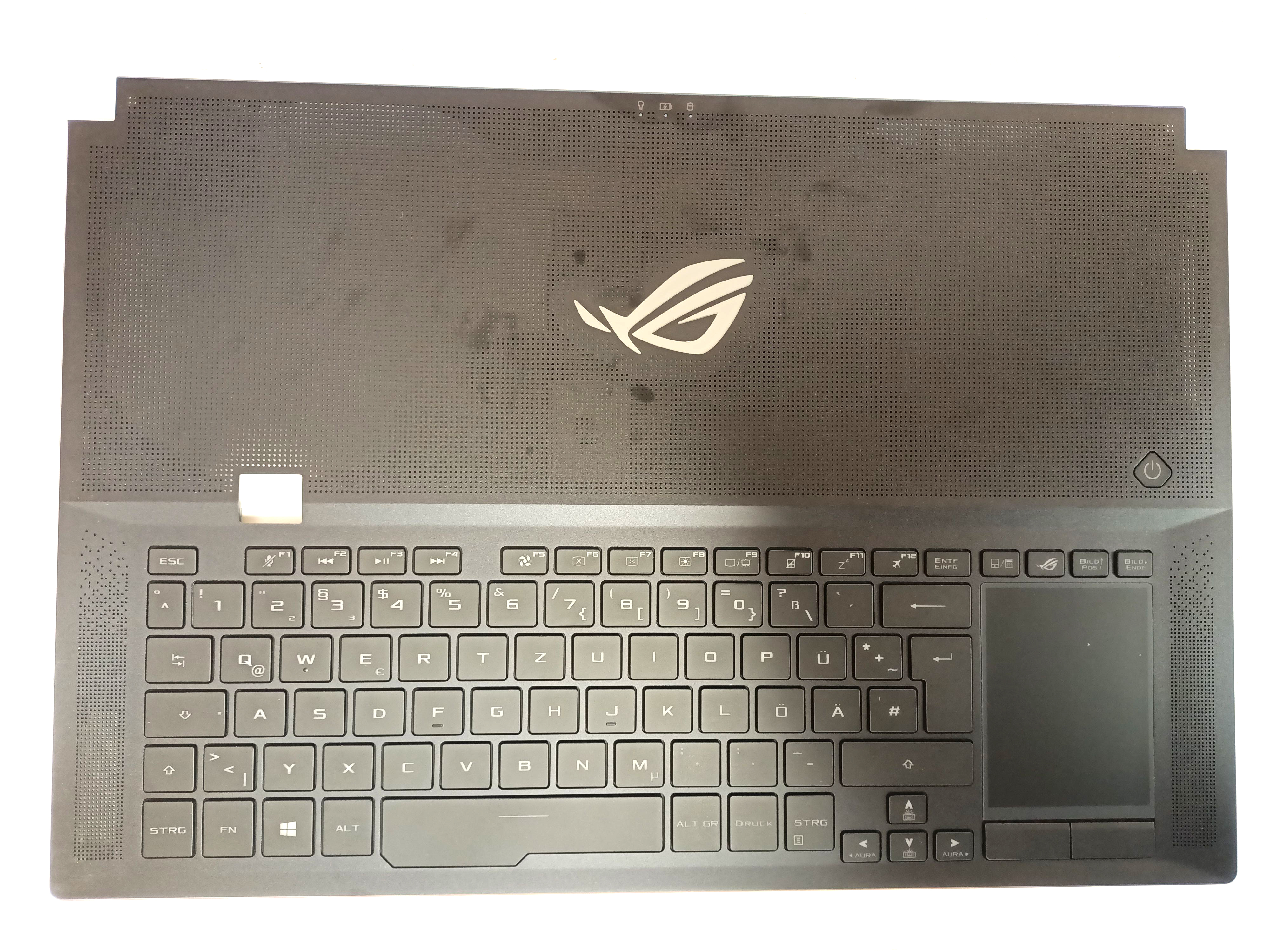 Carcasa superioara cu tastatura palmrest Laptop, Asus, ROG Zephyrus S GX701, GX701GW, GX701GV, GX701GVR, GX701GWR, GX701GX, GX701GXR, 90NR01U1-R31GE0, cu iluminare RGB, layout DE