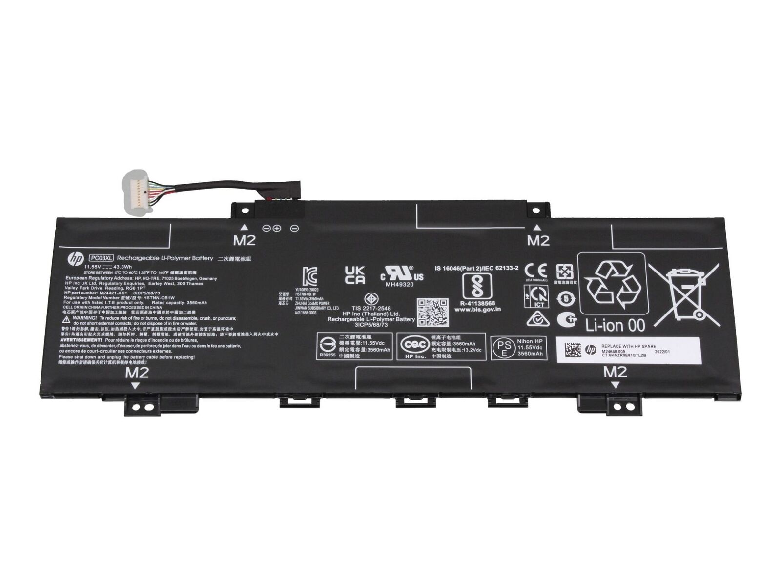 Baterie Laptop, HP, Pavilion Aero 13-BE, 13-BG, M24421-AC1, M24648-009, M24648-005, HSTNN-OB1W, 3ICP5/68/73, PC03XL, 11.55V, 3560mAh, 43.3Wh