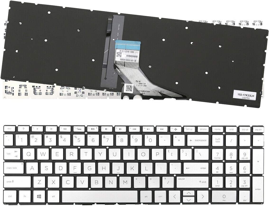 Tastatura Laptop, HP, Pavilion 15-DU, 15-DQ, iluminata, argintie, layout US
