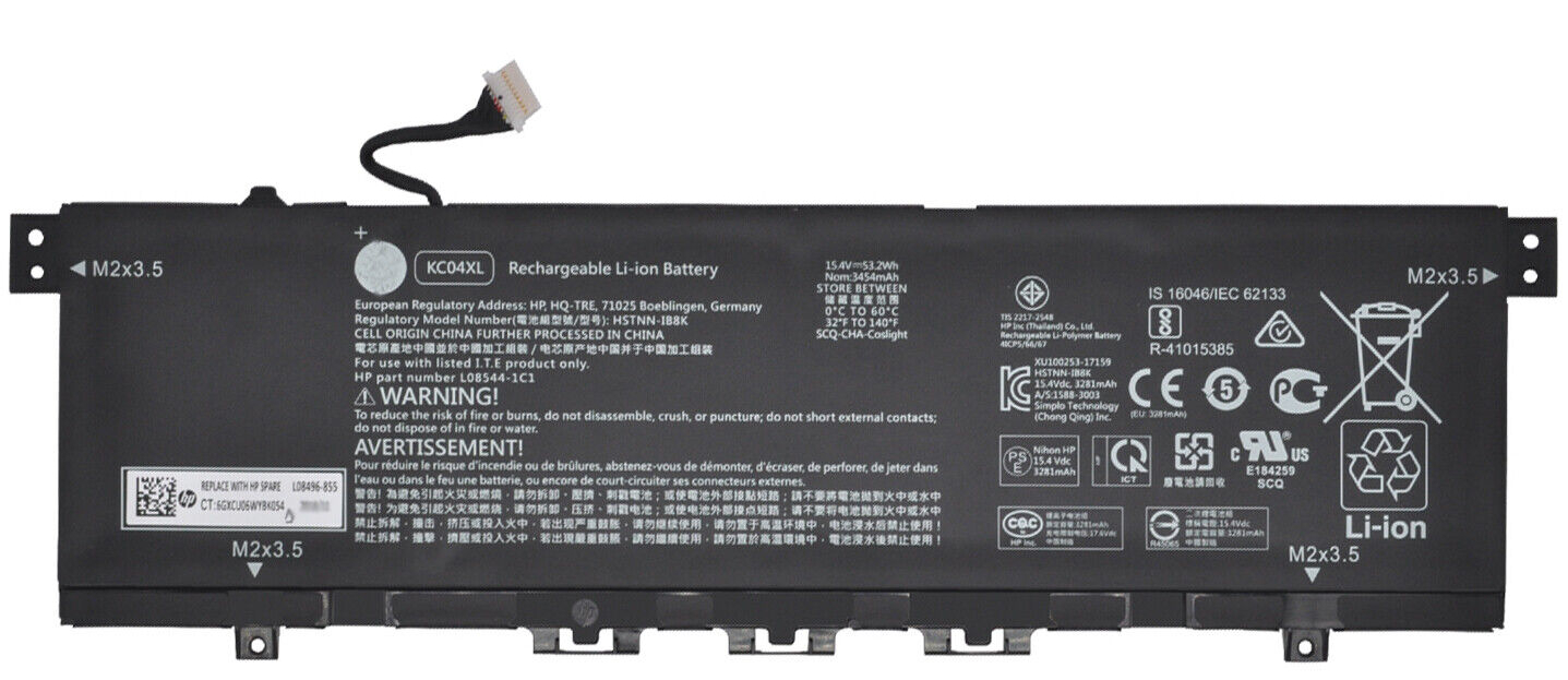 Baterie Laptop, HP, Envy 13-AH, 13-AR, 13M-AR, 13Z-AR, 13-AQ, 13M-AQ, 13T-AQ, 13-AG, 13Z-AG, 13-AH, 13T-AH, TPN-W133, TPN-W136, HSTNN-IB8K, L08496-855, HSTNN-DB8P, L08544-1C1, 15.4V, 3454mAh, 53.2Wh